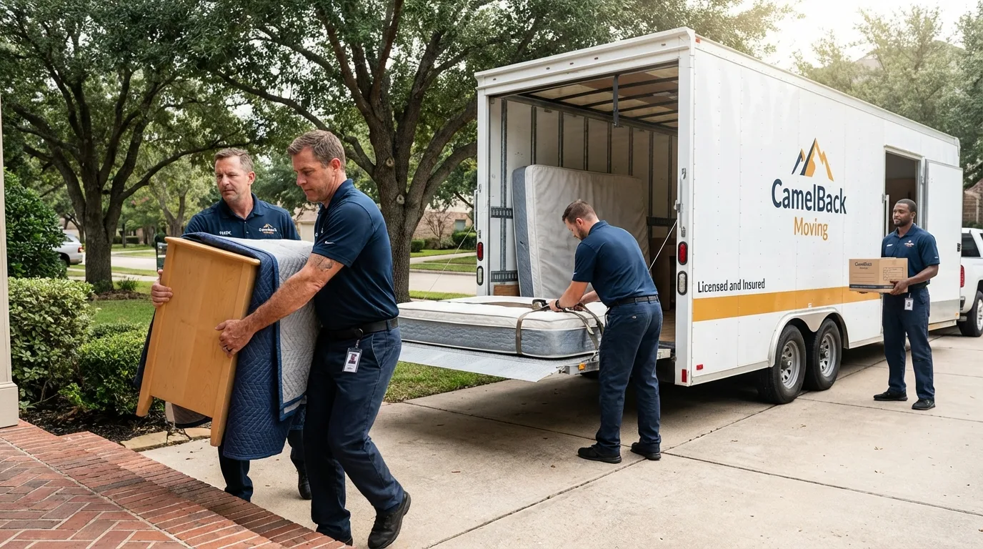 Crew loading residential truck for cross-state move from Saratoga Springs, UT
