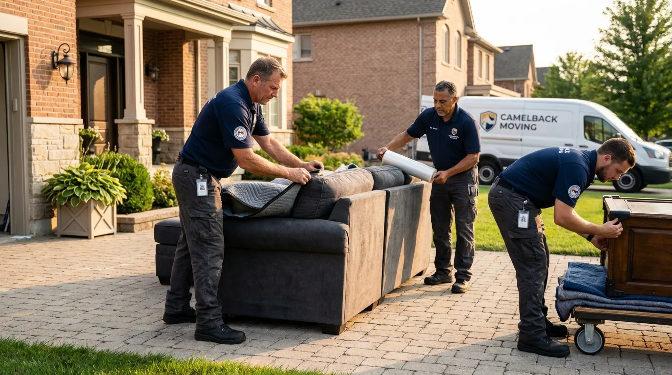 Large estate moving crew wrapping furniture in Saratoga Springs, UT