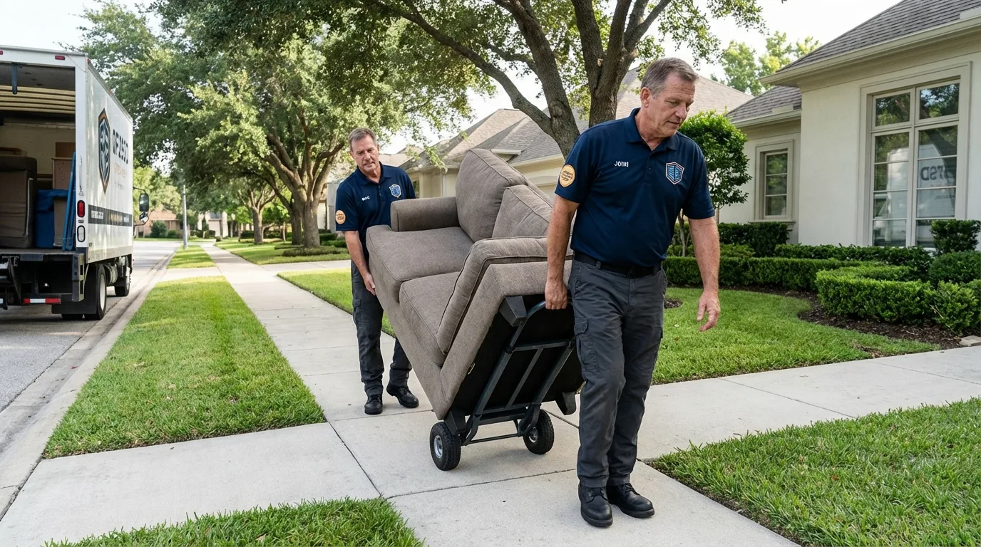 Local residential moving crew loading furniture in Saratoga Springs, UT