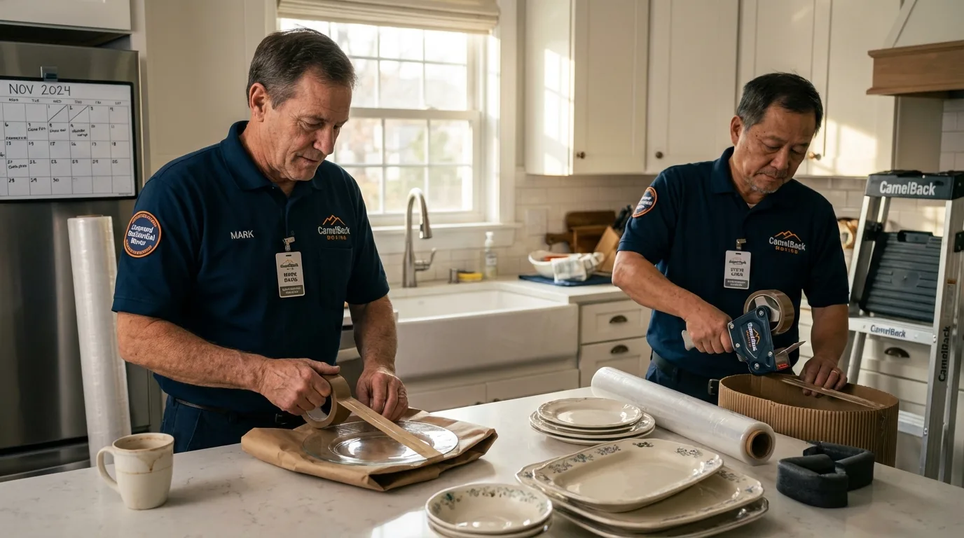 Professional crew packing kitchen dishware in Saratoga Springs, UT